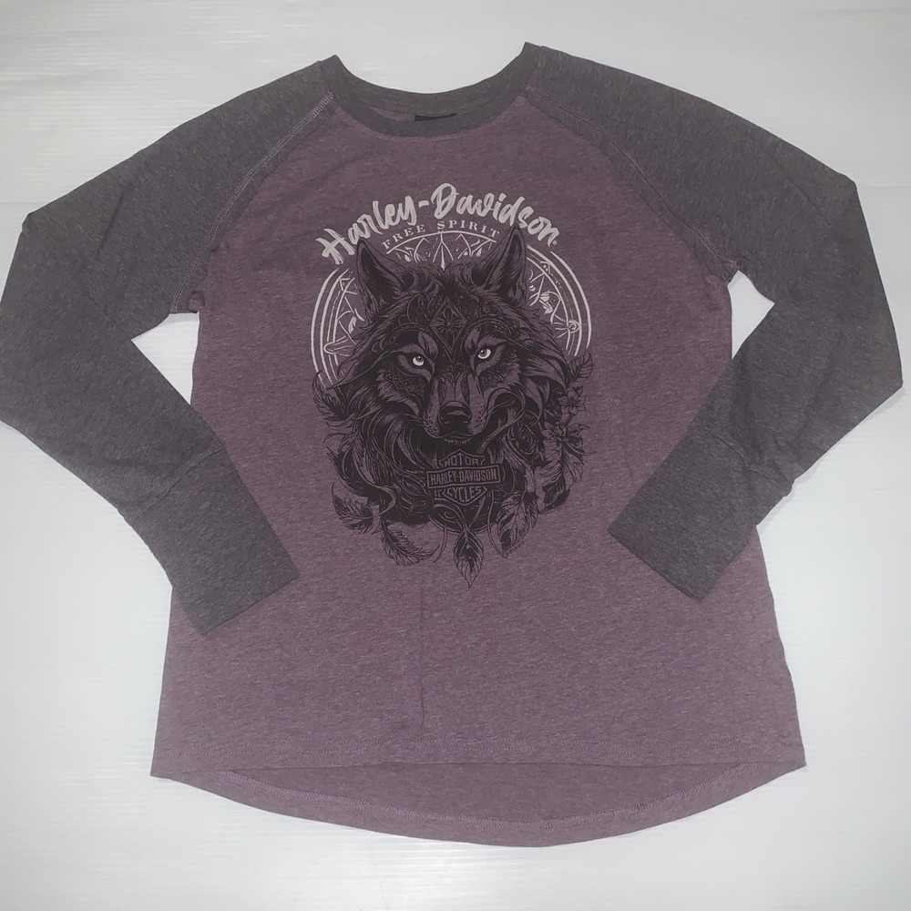 Harley-Davidson Women's M Cajun Louisiana Serenity Long Sleeve Raglan Tee Purple